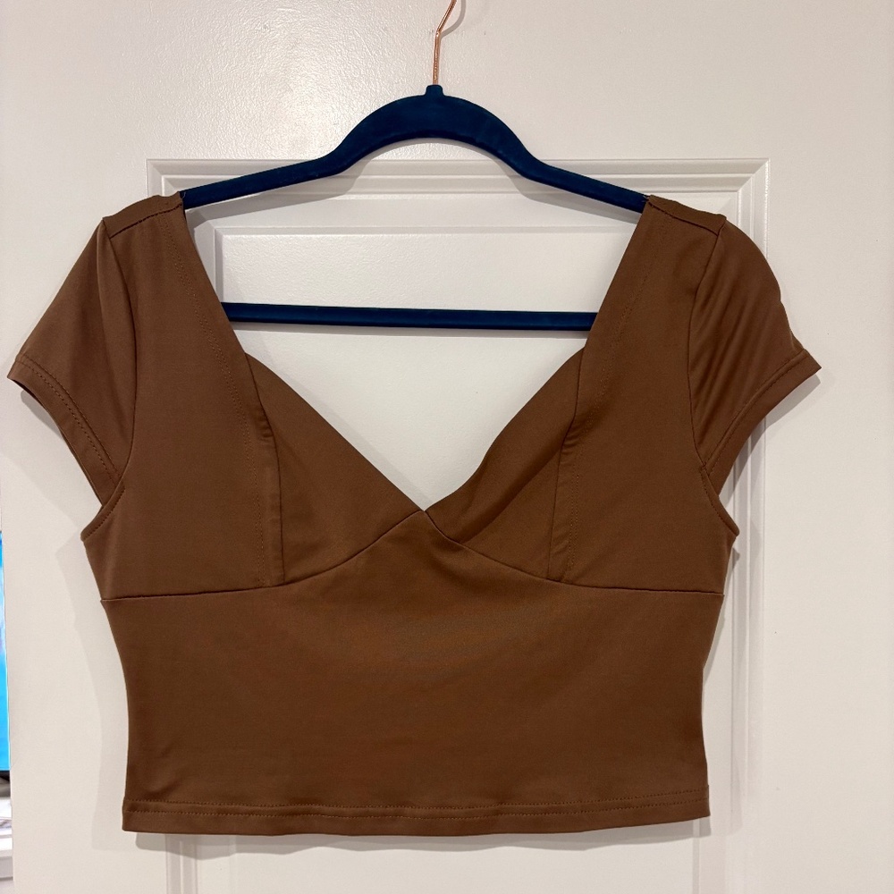 Brown Crop Shirt